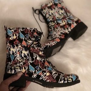 Graffiti Combat Boots